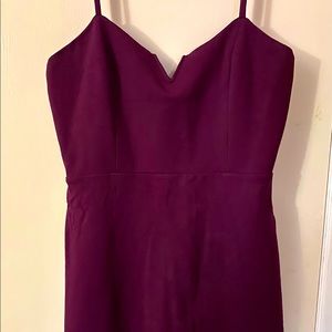 Plum midi spaghetti strap bodycon dress